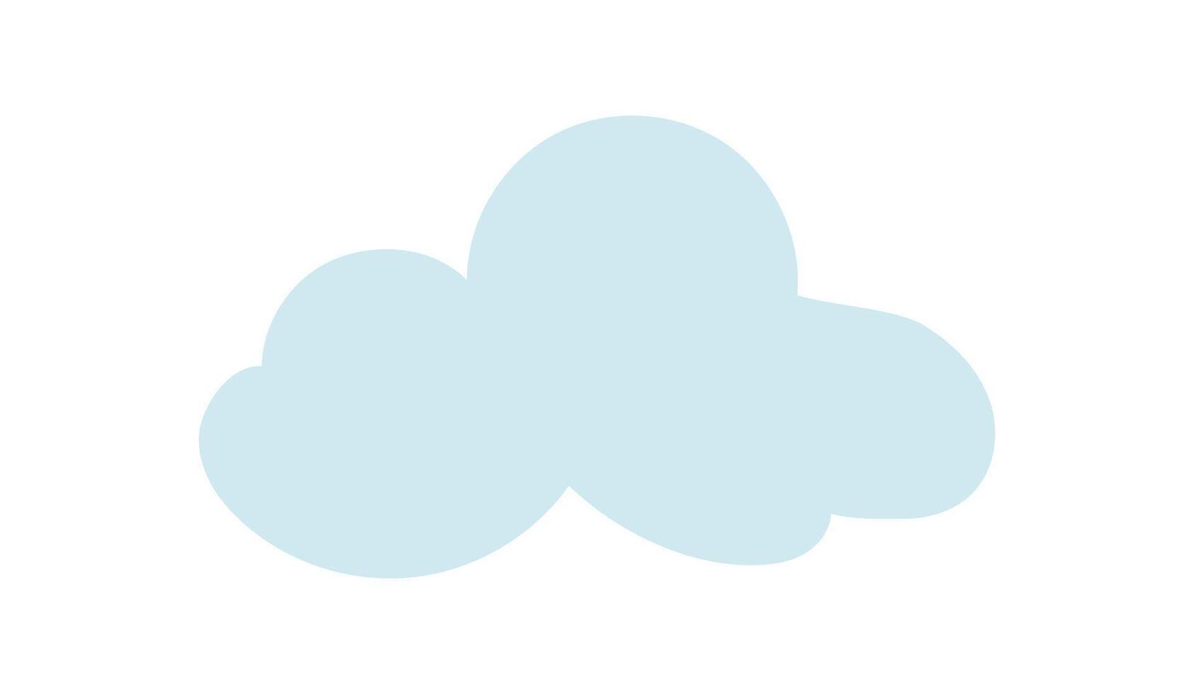 A cloud character in flat style embodies a cute and simple graphic element. This character offers a playful visual with modern appeal. This design serves as an engaging concept, ideal for digital vector
