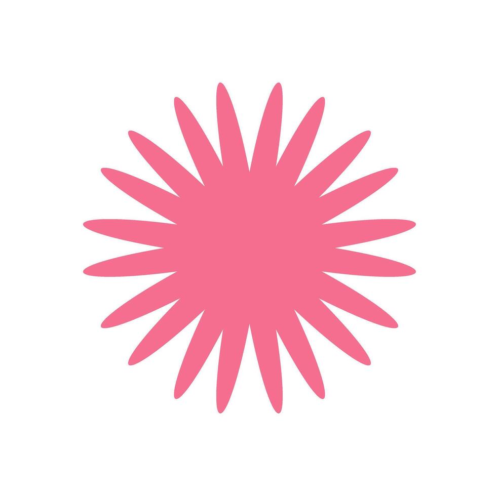 Bold abstract flower icon. Modern symbol of floral shape and form. This brutalist element features a flat aesthetic, ideal for contemporary graphic projects and trendy design applications. vector