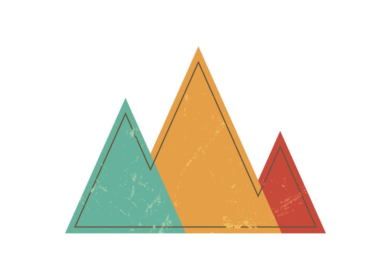 Bold geometric triangle icon. Abstract shape and figure with grunge texture. Modern element of brutalism, flat style, suitable for creative projects, digital art, and contemporary designs. vector