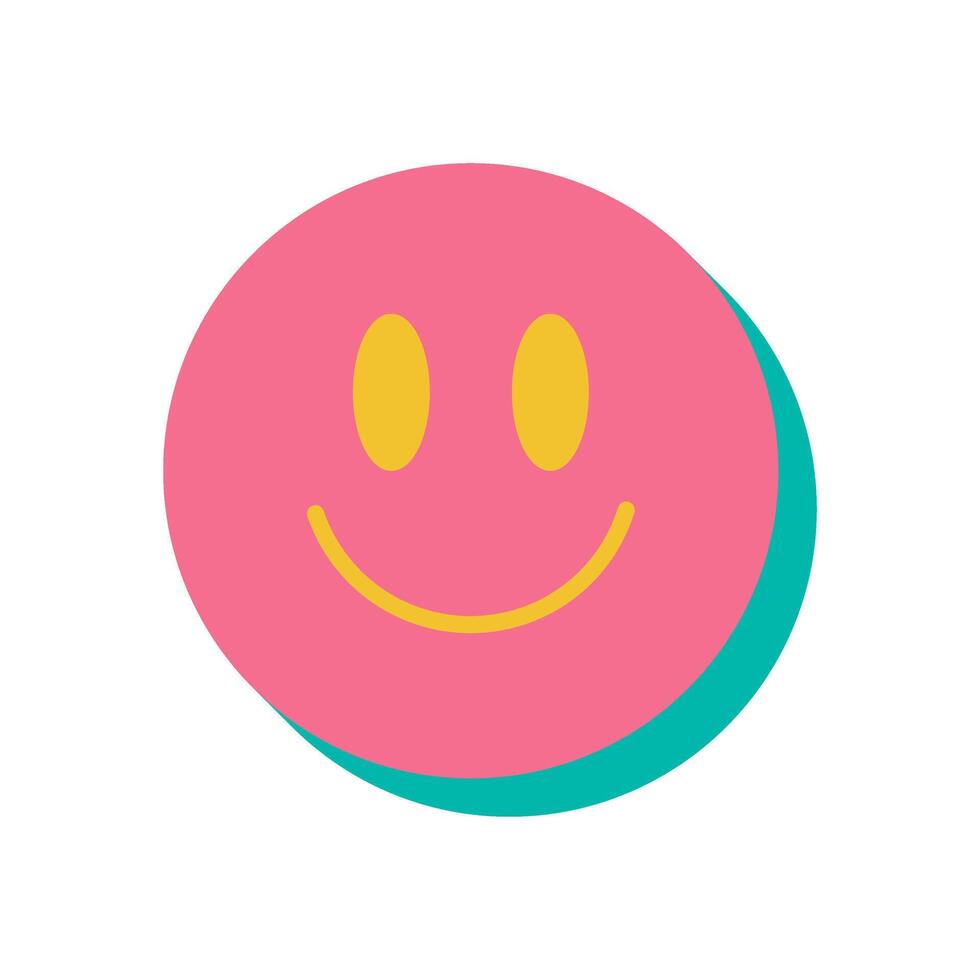Brutalist smile icon. Abstract round shape with playful bubble element. Minimalist flat style showcases brutalism and y2k aesthetics. Perfect for modern graphics and contemporary art. vector