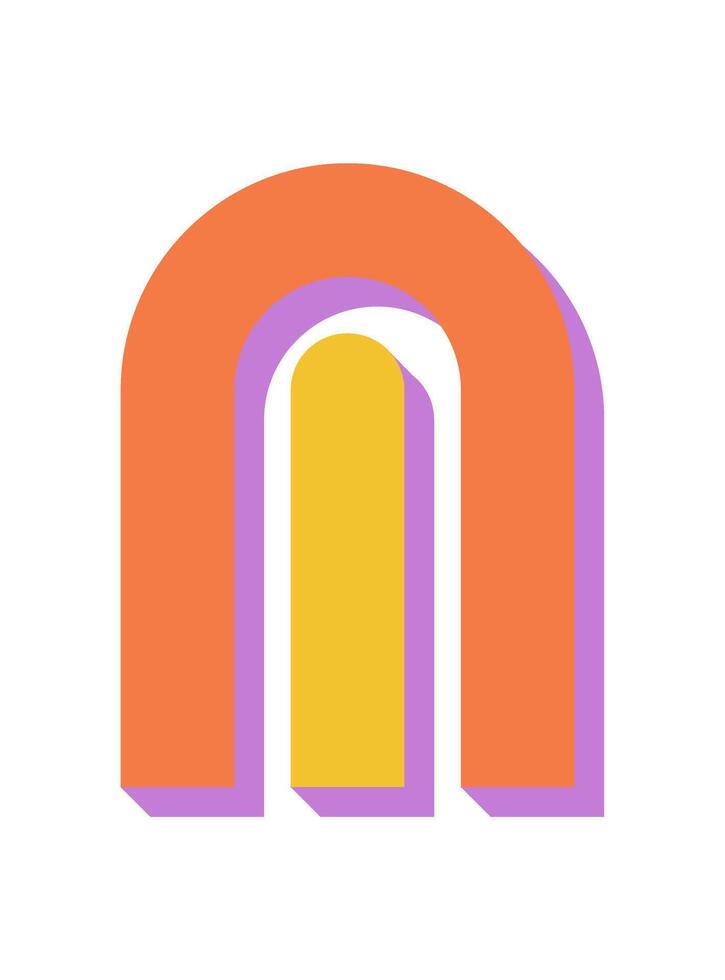 Bold abstract brutalist icon. Geometric figure with flat shape and shadow. Modern element of y2k style, showcasing a unique visual concept. Perfect for contemporary graphic applications. vector