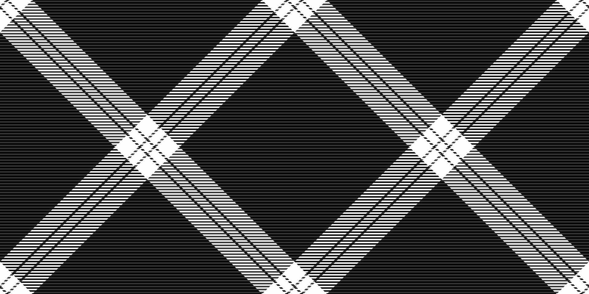 Sleek black and white plaid pattern. Geometric design with intersecting lines creates a modern, stylish texture ideal for fashion, textiles, or web backgrounds. vector
