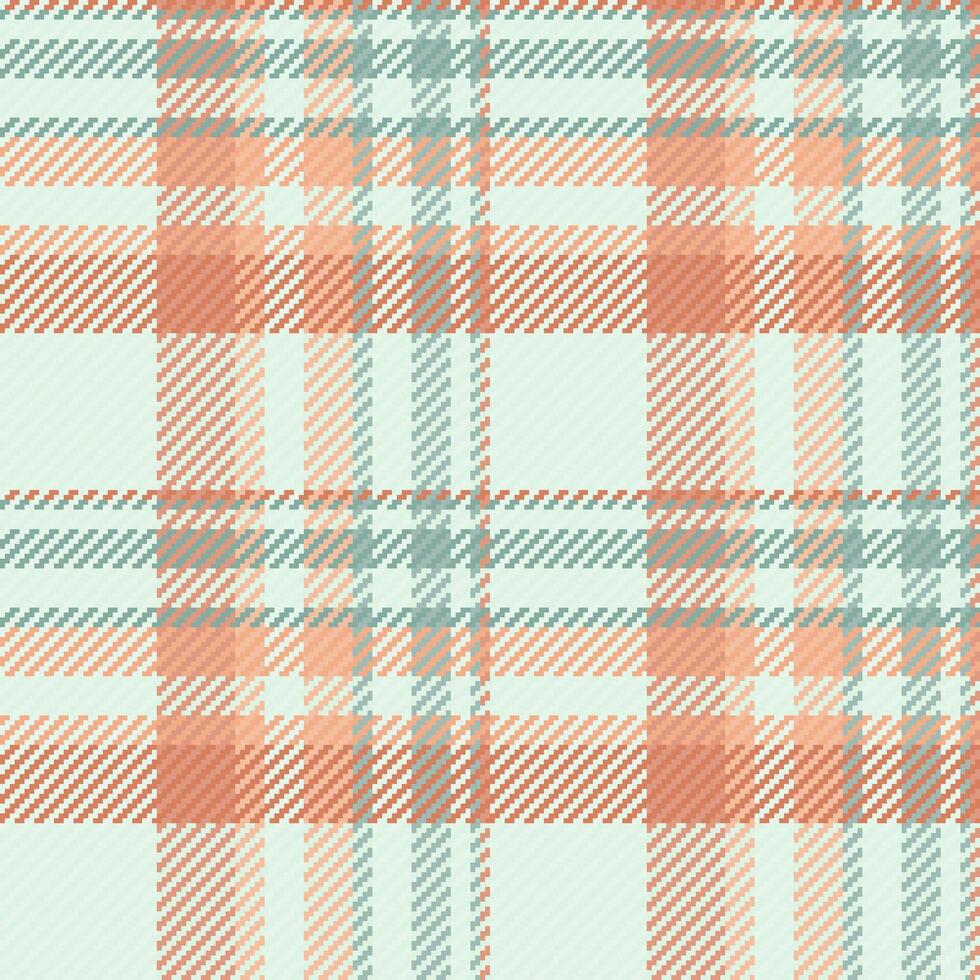 Soft pastel plaid pattern. Elegant, seamless textile design in peach and mint green. Ideal for fashion, home decor, or website backgrounds. Evokes feelings of warmth and tranquility. vector