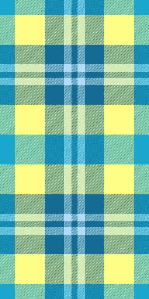 Random seamless pattern , panjabi tartan textile fabric. Order plaid texture check background in cyan and yellow colors. vector