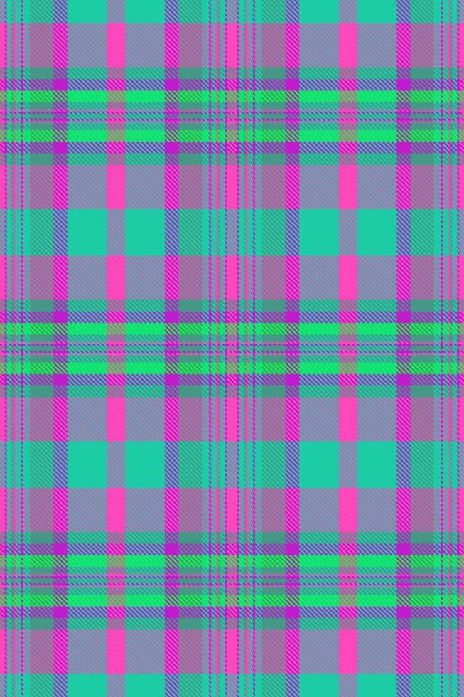 Production textile plaid tartan, internet seamless texture fabric. Horizon background pattern check in teal and pink colors. vector