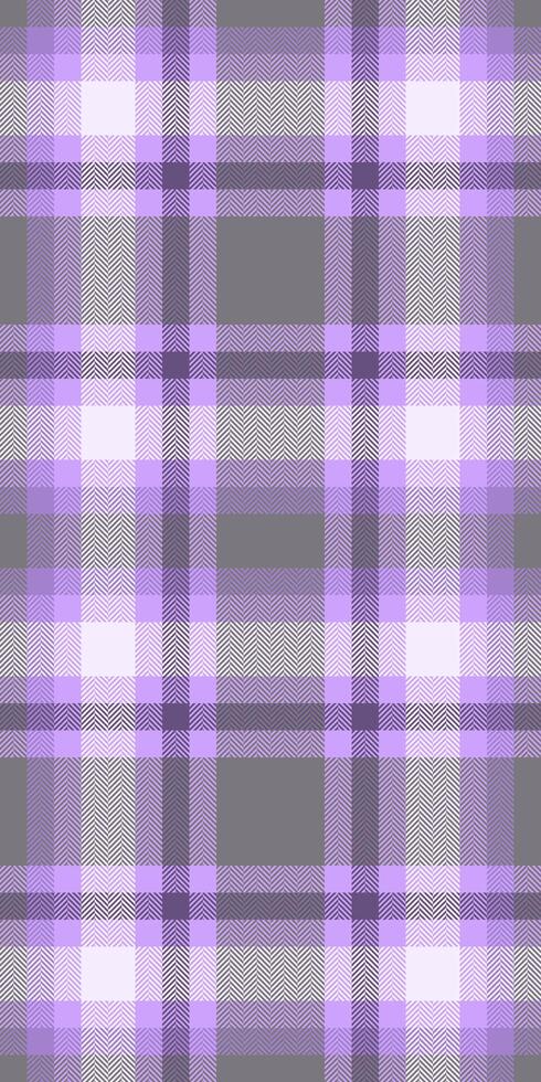 Elegant lilac and grey plaid pattern. Perfect for textile designs, fashion, websites, or as a subtle background texture. This soft, muted color palette evokes feelings of calm and sophistication. vector