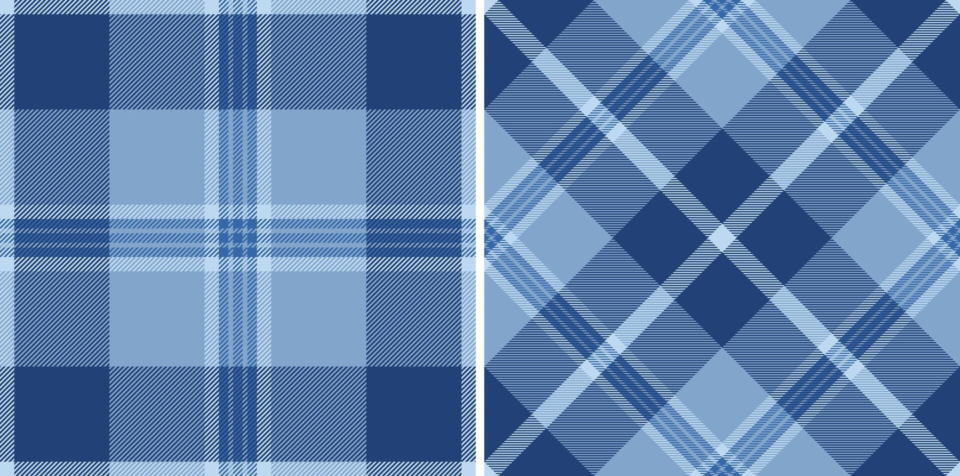 Two seamless blue plaid patterns. Versatile designs perfect for textile prints, website backgrounds, or packaging. Classic, elegant, and subtly textured. vector