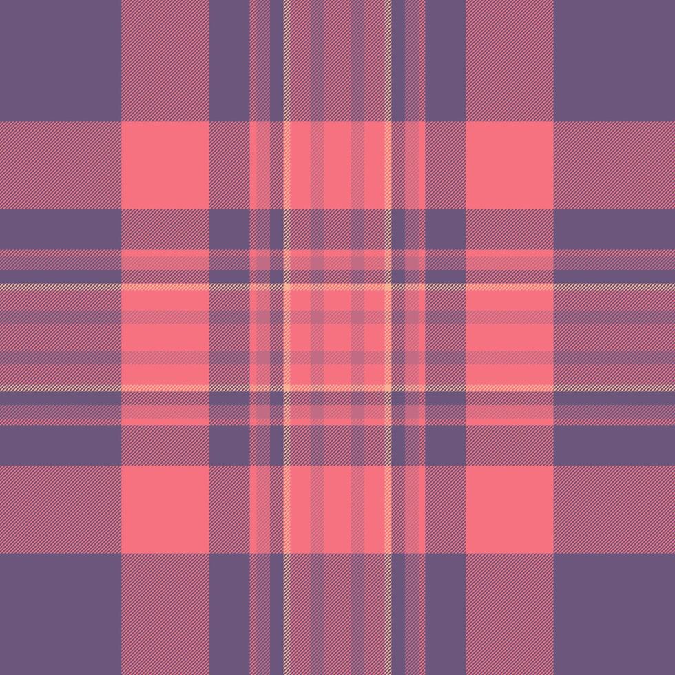 Geometric fabric pattern. Seamless pink and violet plaid texture. Textile background, great for fashion, backdrops, or wrapping paper design. vector