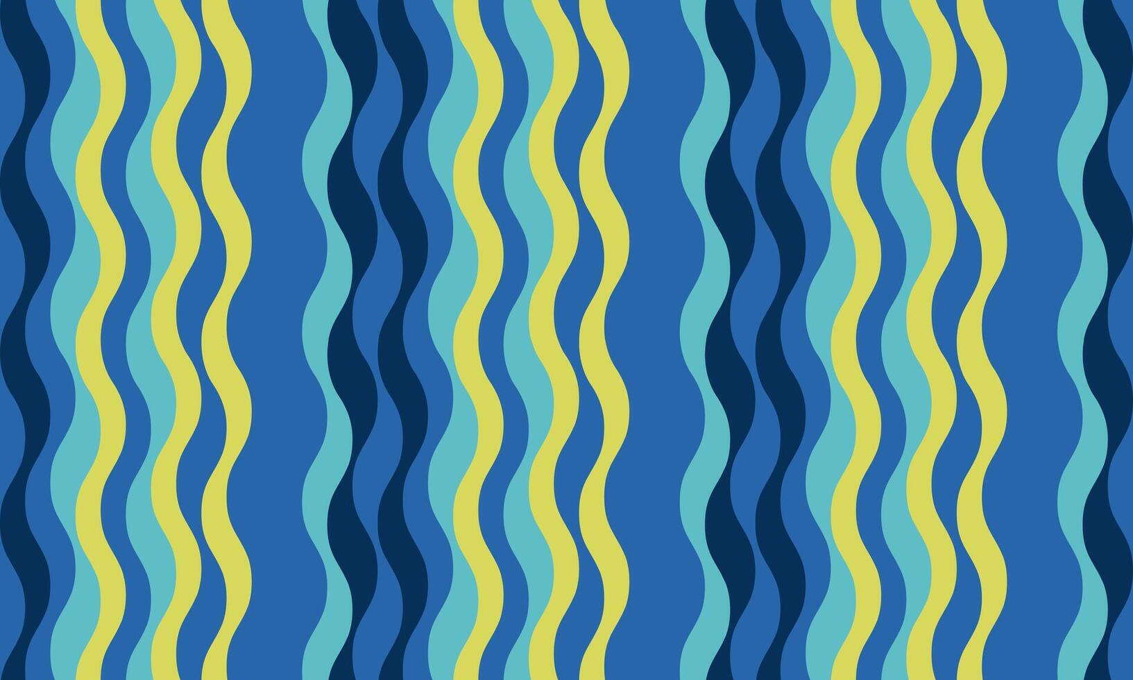 Vibrant wavy stripes in teal, blue, and yellow create a dynamic, retroinspired pattern perfect for textile design, website backgrounds, or playful branding. vector