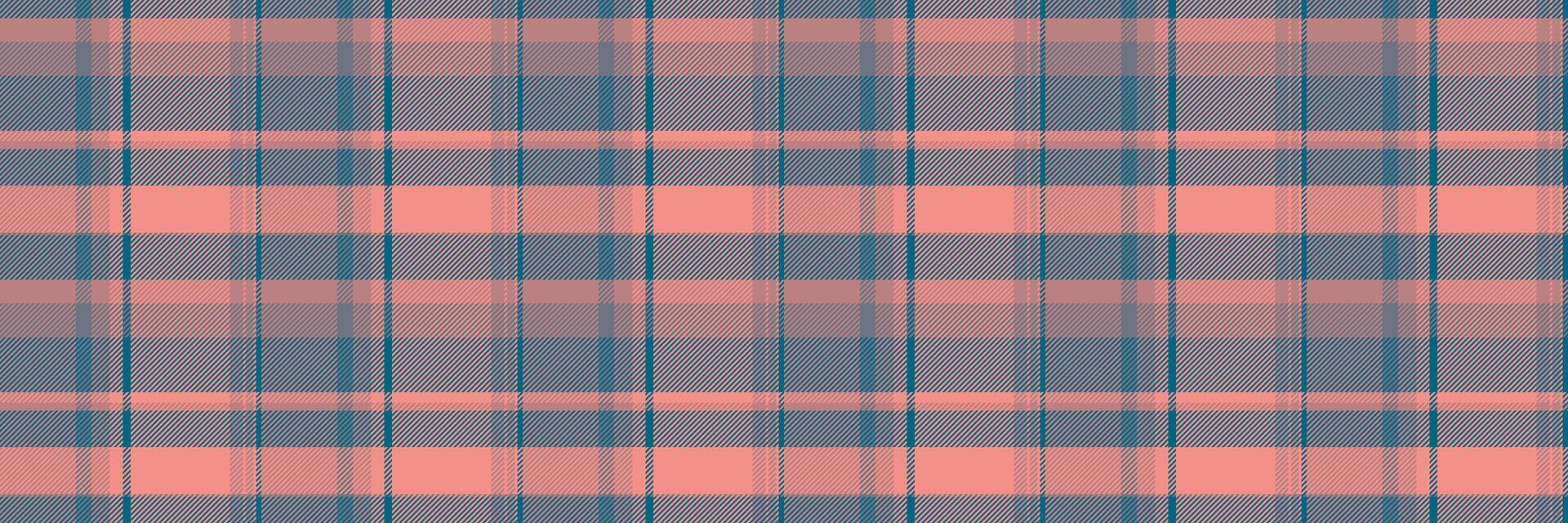 Cross plaid check, clan pattern background texture. Production seamless fabric tartan textile in red and cyan colors. vector