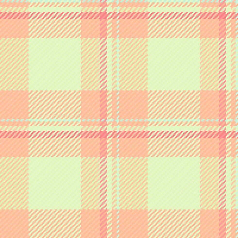 Pastel peach and lime plaid pattern. Soft, seamless texture ideal for textile design, fashion, or website backgrounds. Evokes feelings of warmth, spring, and gentle femininity. vector