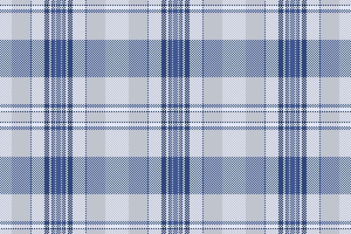 Classic plaid pattern. Pixelated textile design with blue and gray hues. Perfect for backgrounds, textures, or fabric mockups. Versatile timeless. vector