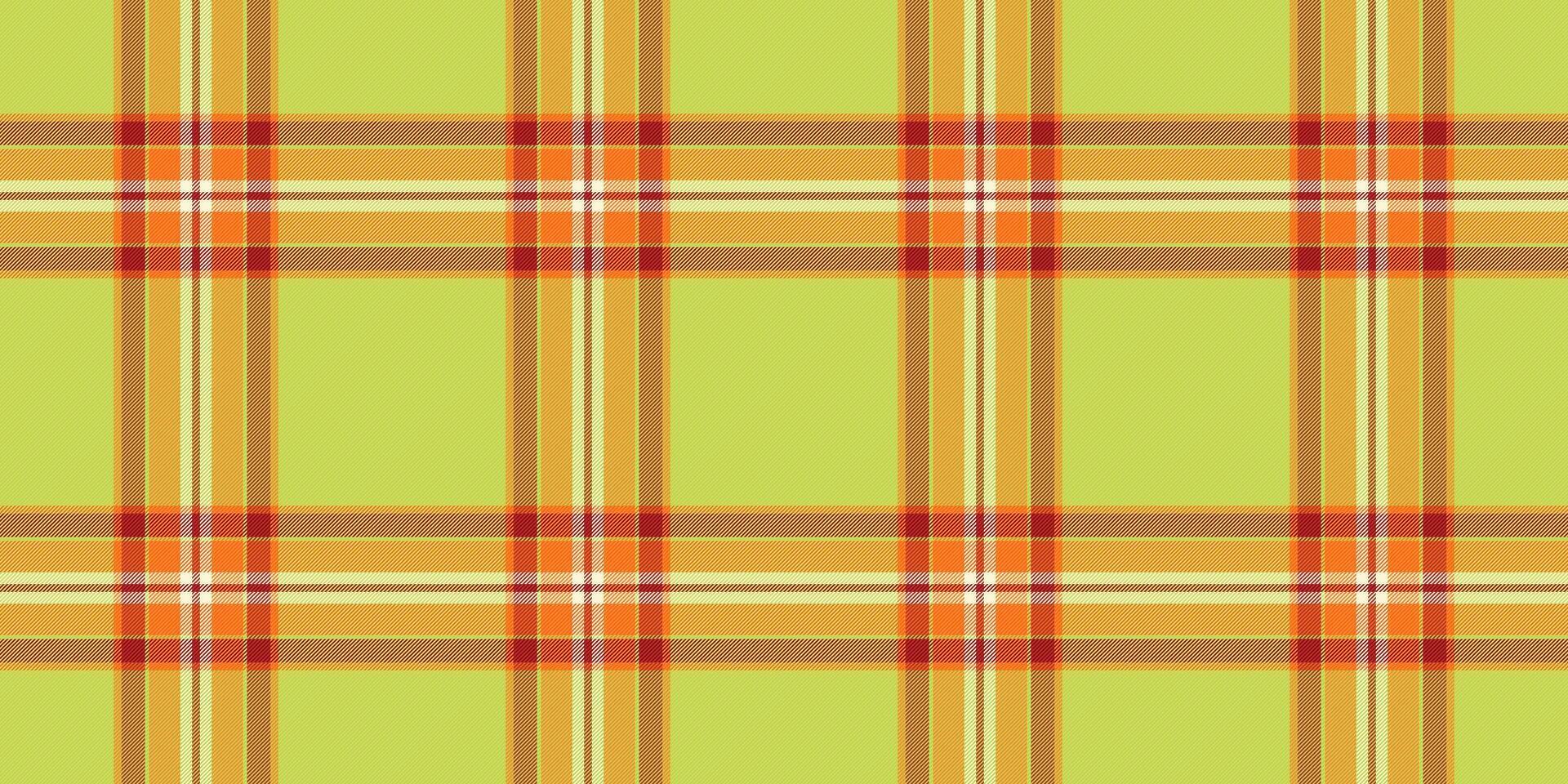 Vibrant lime green, orange, and brown plaid pattern. Perfect for textile design, website backgrounds, or crafting projects. This cheerful, seamless texture evokes feelings of warmth and optimism. vector