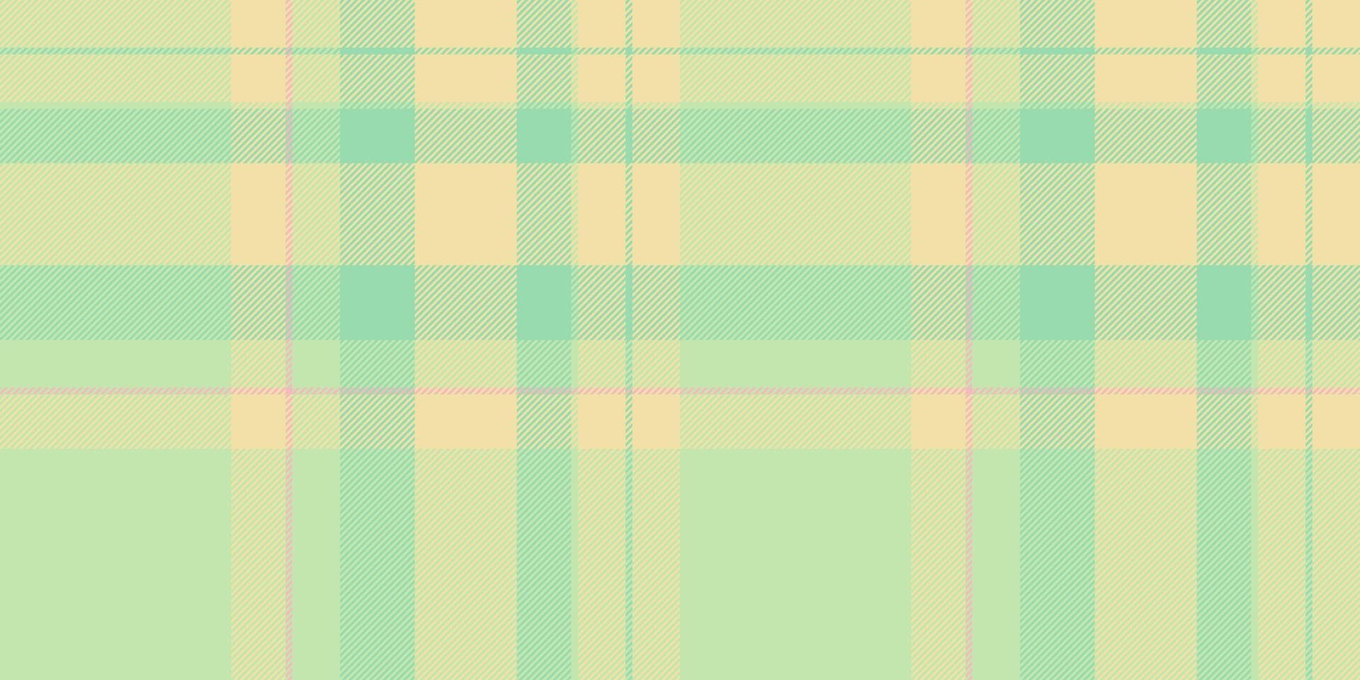 Pastel plaid pattern. Soft mint green and pale yellow intersecting lines create a calming, textured background ideal for websites, branding, textiles, and stationery. vector