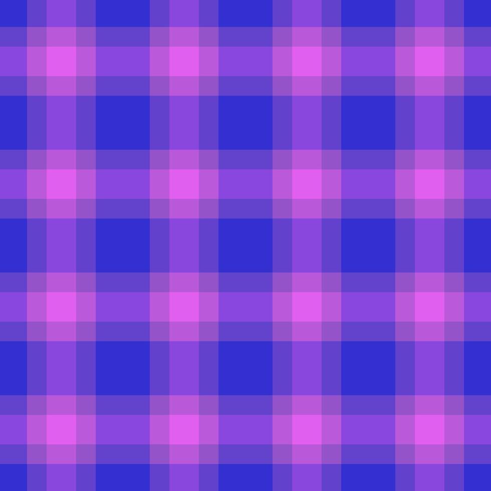 Vibrant plaid pattern. Bold, seamless textile design in shades of purple. Ideal for backgrounds, fabric design, and digital art. Adds a unique touch. vector