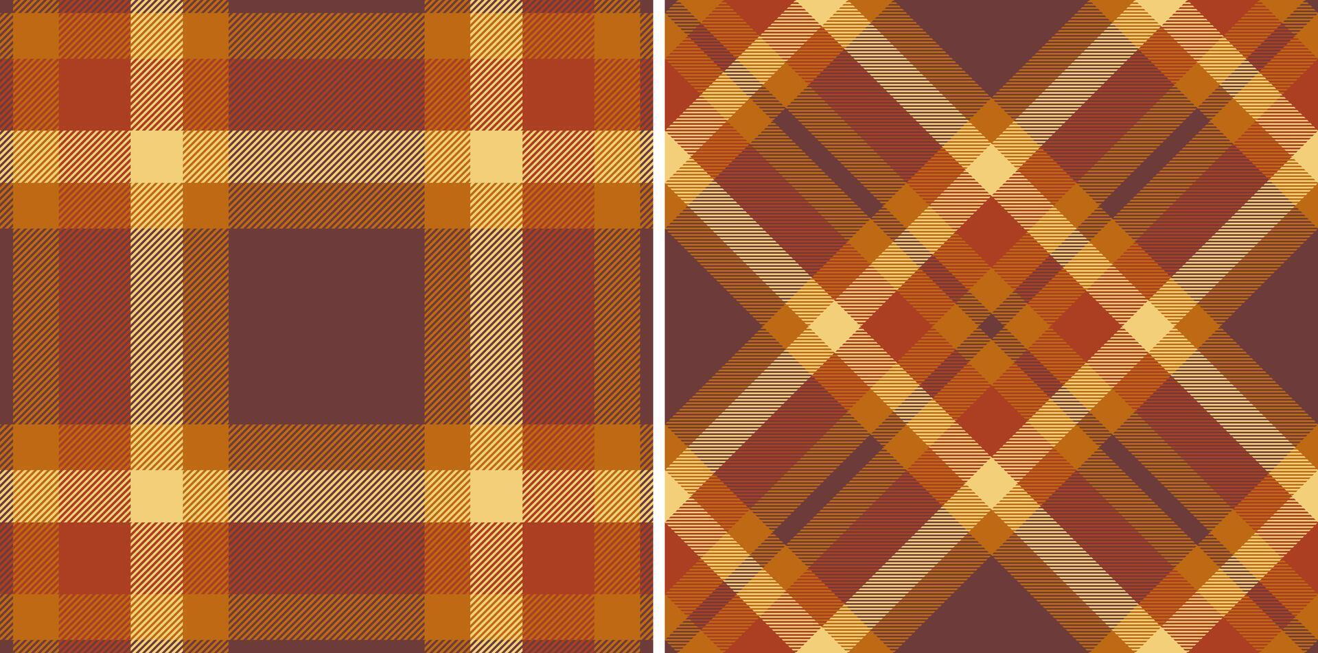 Classic plaid patterns with a warm autumn palette. Seamless checks, great for textile design, backgrounds or adding a rustic touch. Versatile fall textures. vector