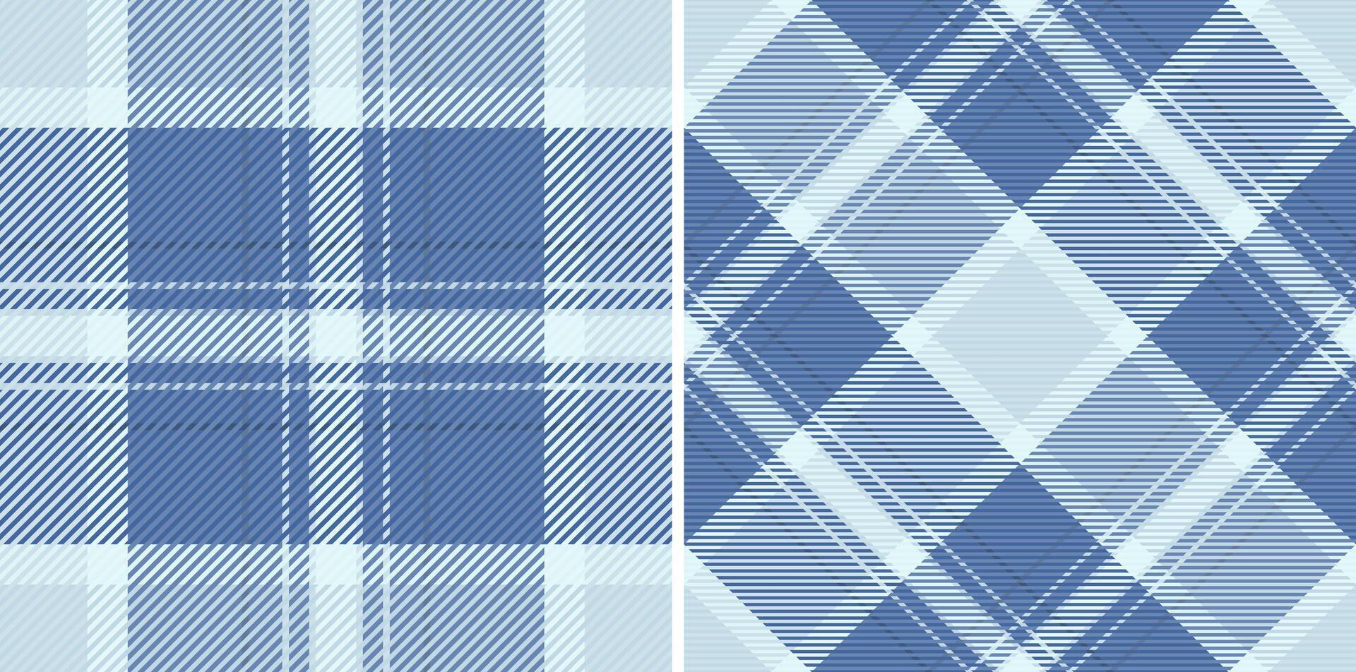 Elegant duo of seamless pastel blue plaid patterns. Perfect for textile design, fashion, home decor, or website backgrounds. vector
