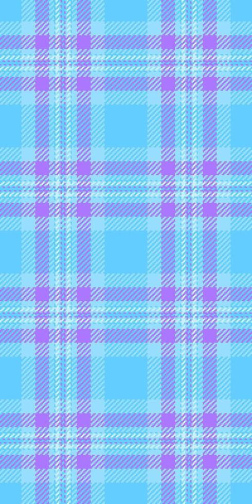 Repeat seamless check, 1940s background pattern plaid. Creative textile fabric texture tartan in cyan and violet colors. vector