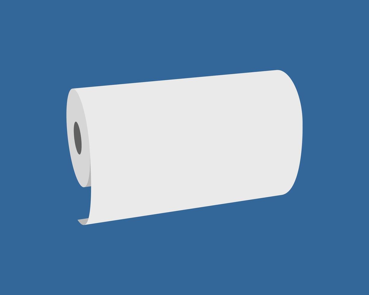 Clean, minimalist illustration of a roll of paper against a blue background. Perfect for concepts of new beginnings, potential, simplicity, or even recycling. vector