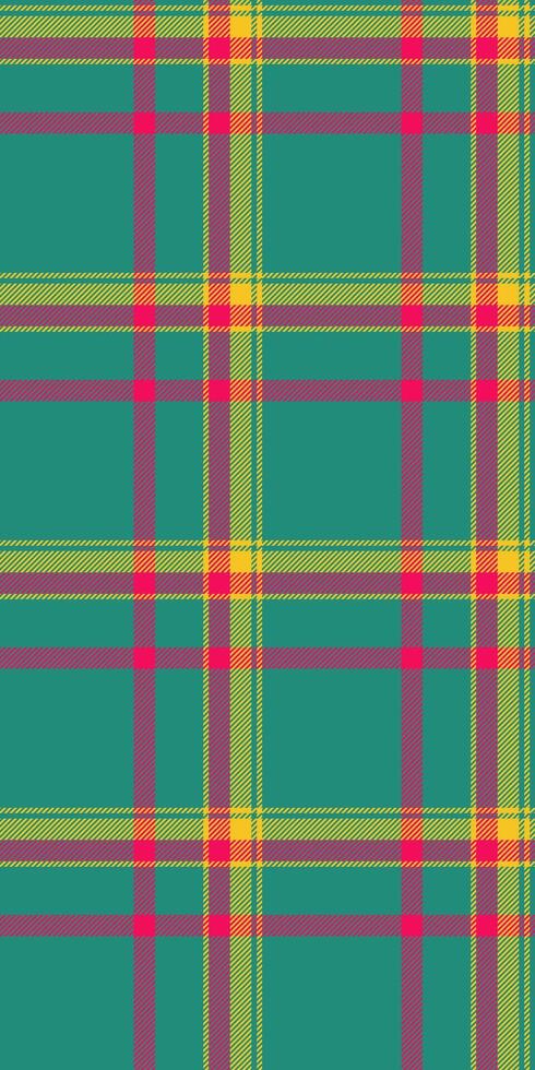 Vibrant teal, pink, and yellow plaid pattern. Perfect for textile design, fashion, website backgrounds, or any project needing a cheerful, energetic feel. vector