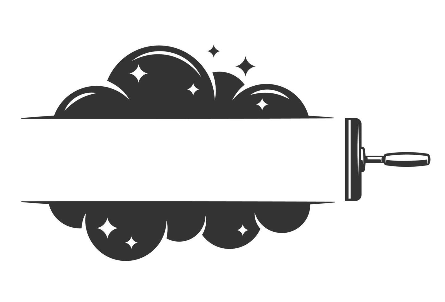 Soap foam with mop silhouette vector