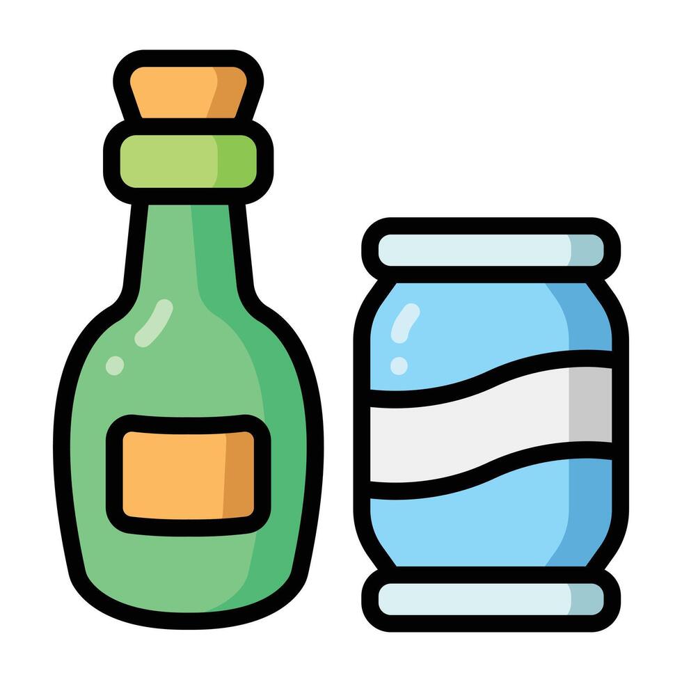 Green bottle and blue jar vector