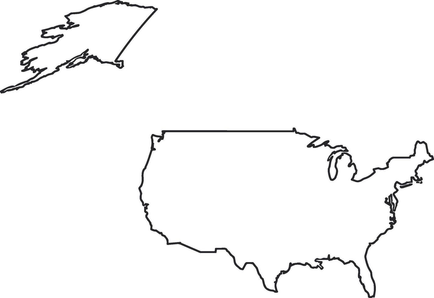 Outline map of the United States of America vector