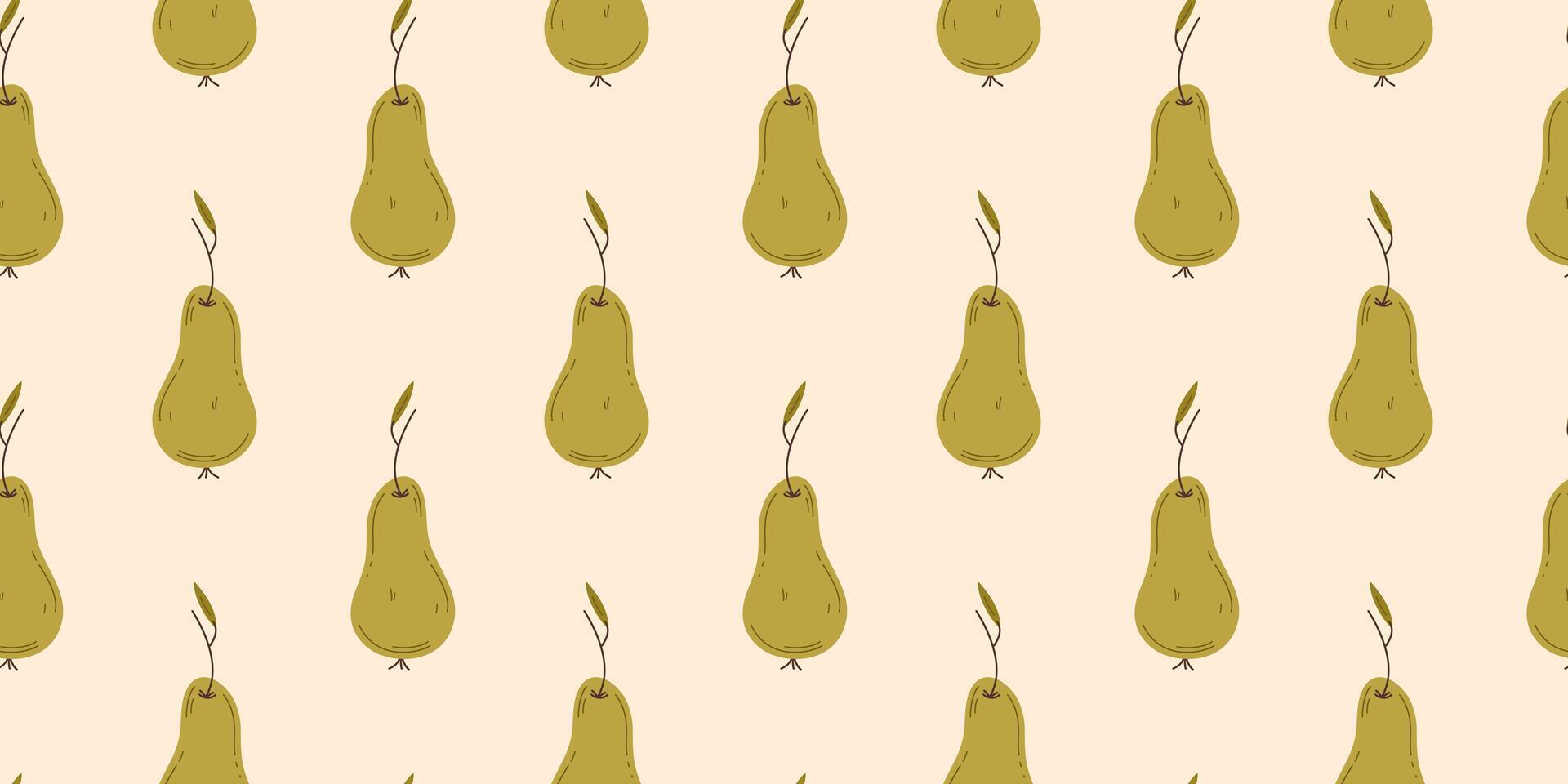 Pear seamless pattern on beige background. Simple illustration for background, banner, textile, print, fabric, textile. Food concept vector