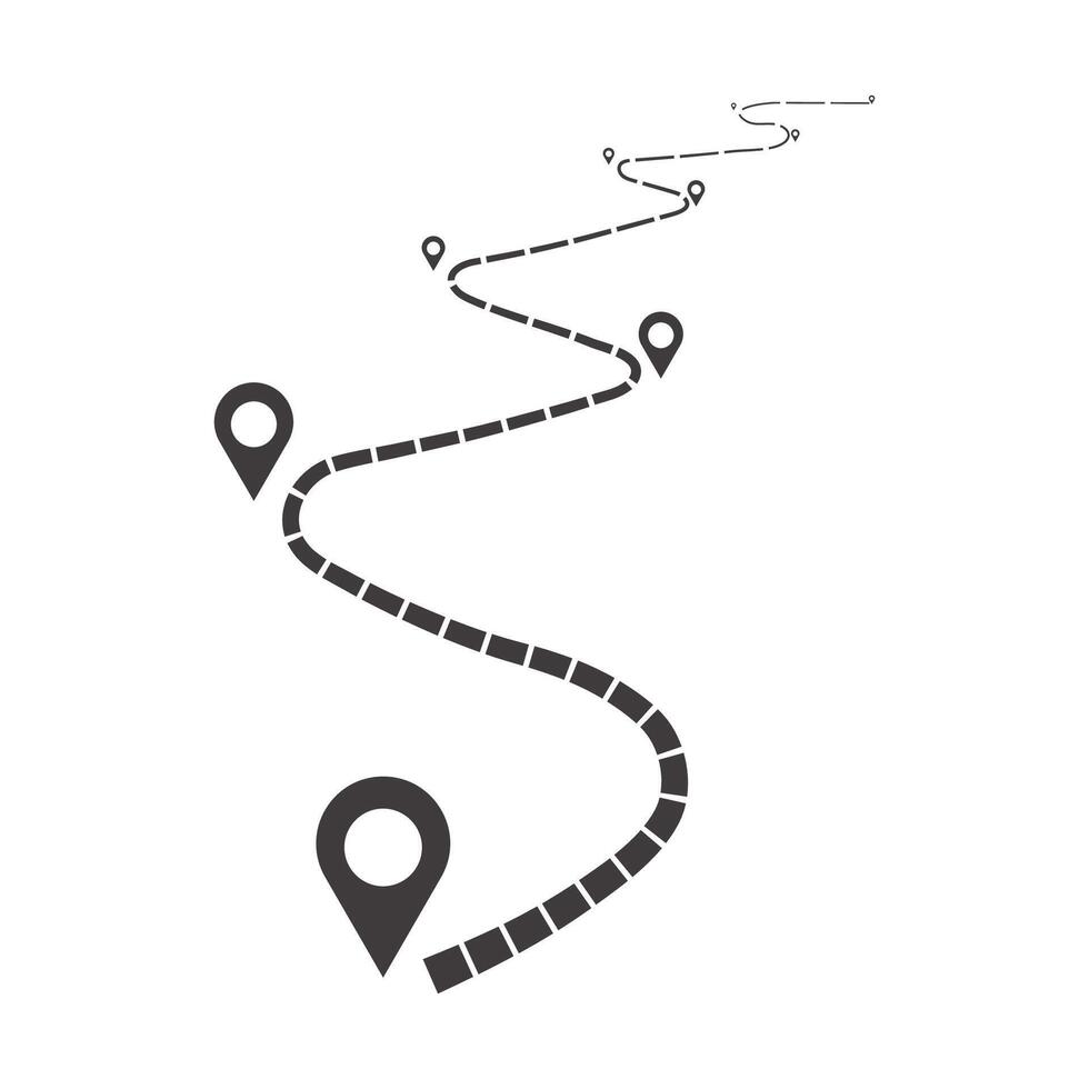 Route navigation path with location pins vector