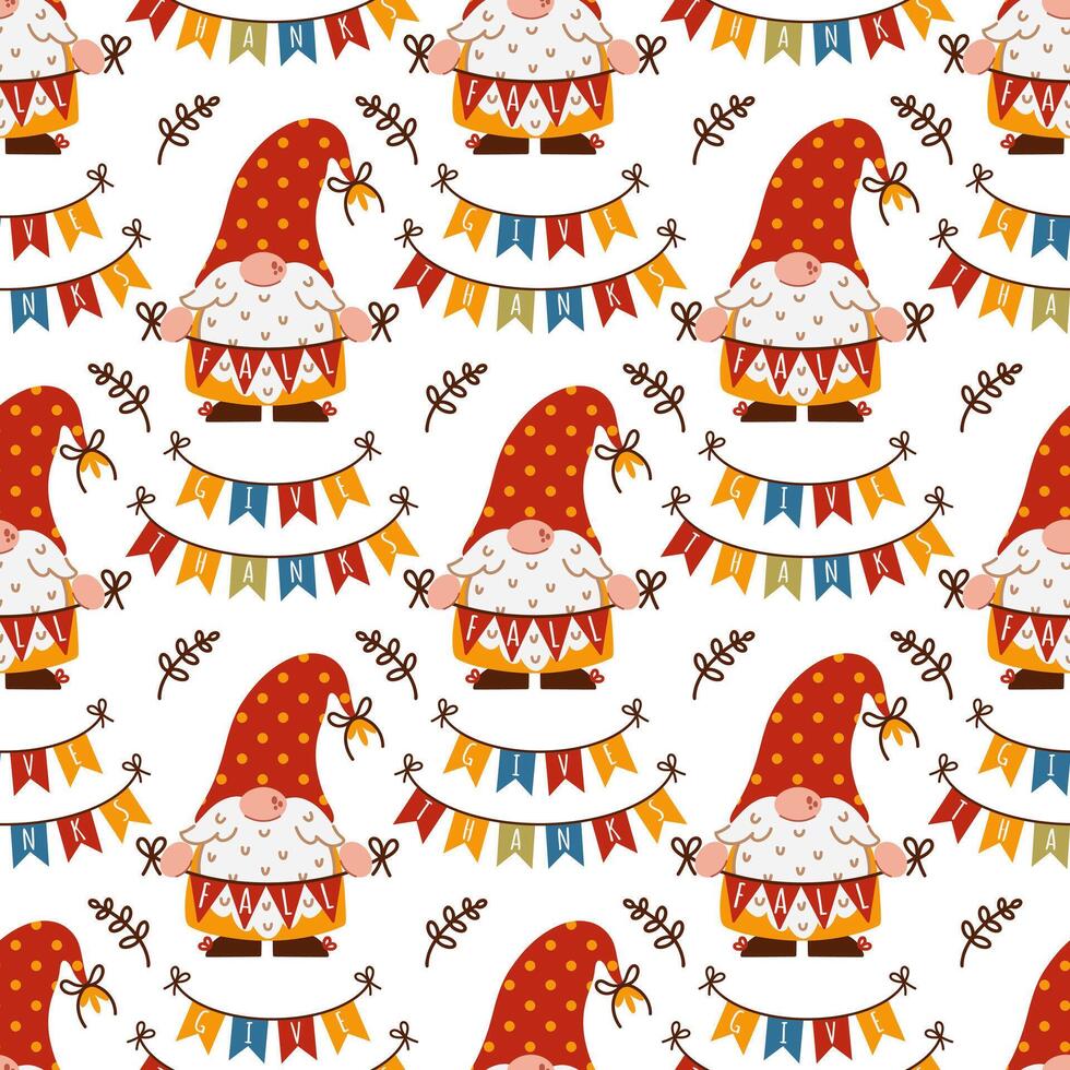 Colorful gnome pattern with banners vector