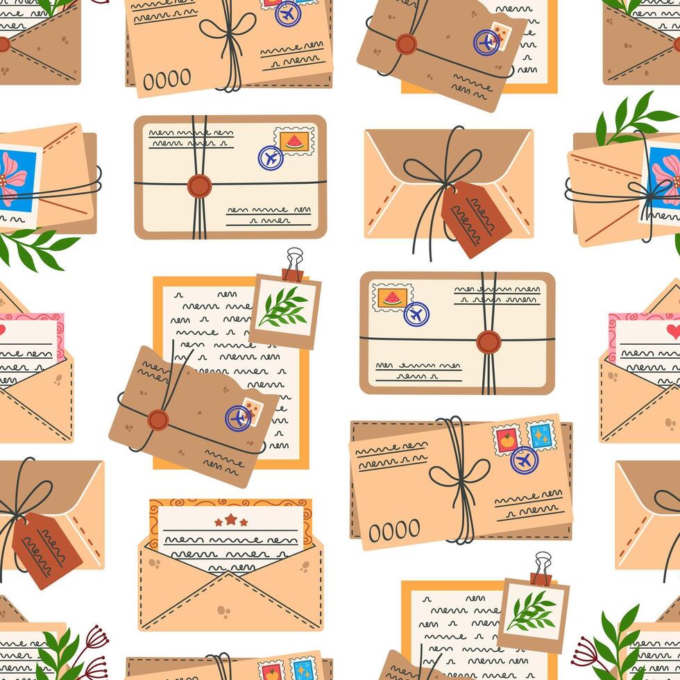 Pattern of letters and envelopes illustration vector