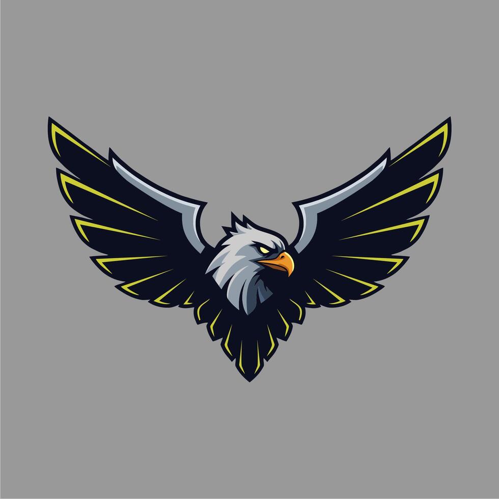 The majestic eagle head emblem with outstretched black and gold wings vector