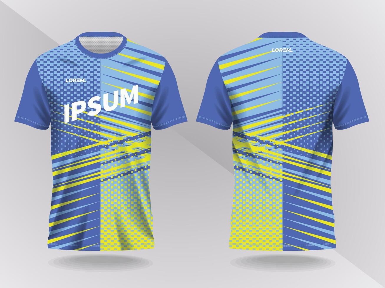 Blue and yellow sports jersey design vector