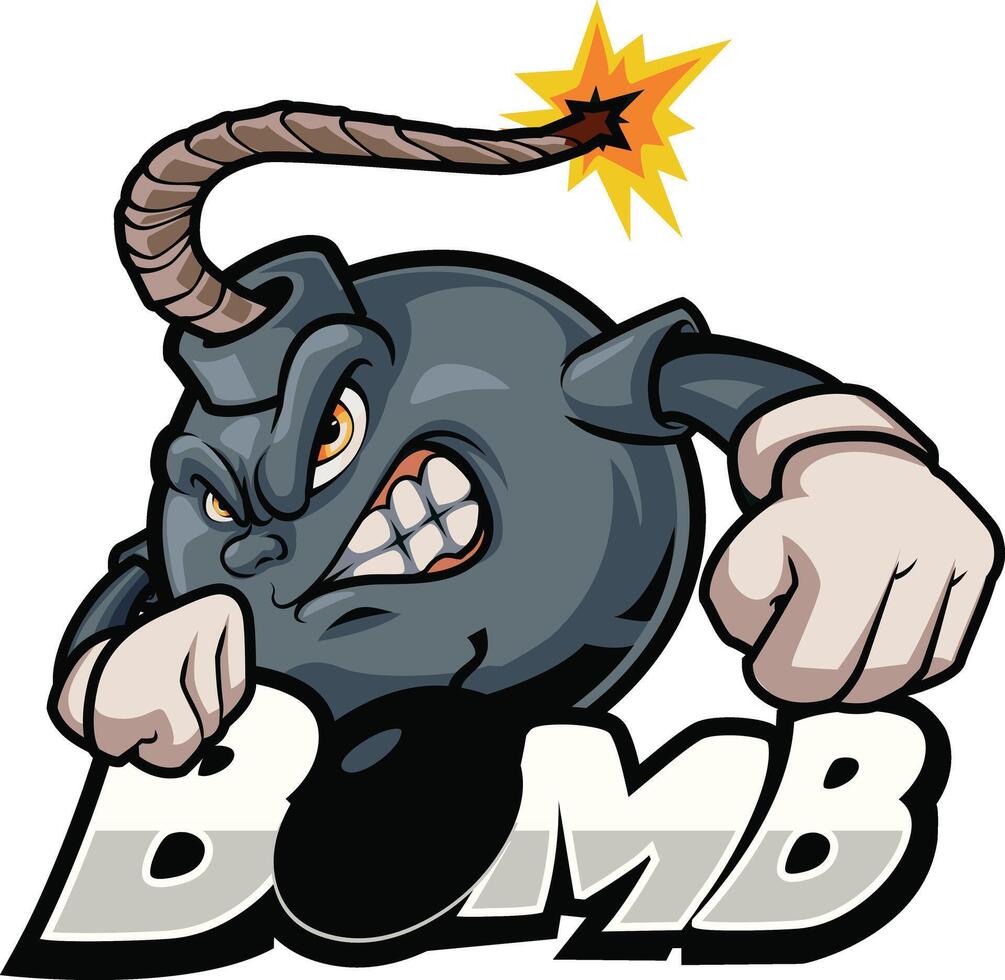 Cartoon bomb character with a fierce look vector