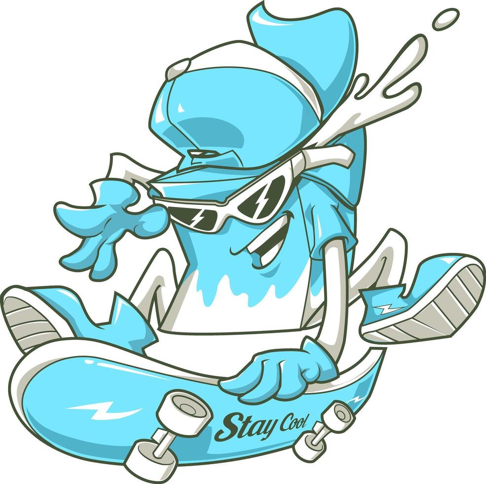 Cool Skateboarding Milk Cartoon Mascot vector