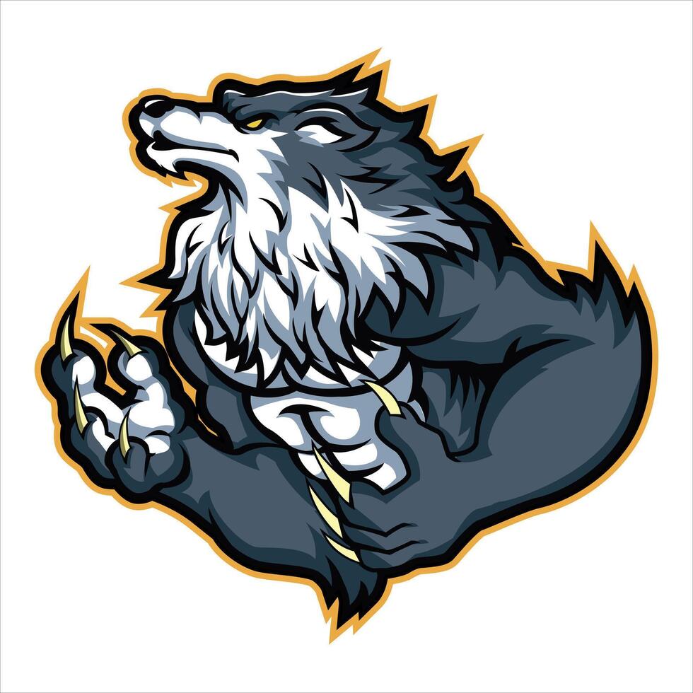 Aggressive Howling Wolf Mascot Logo Design vector