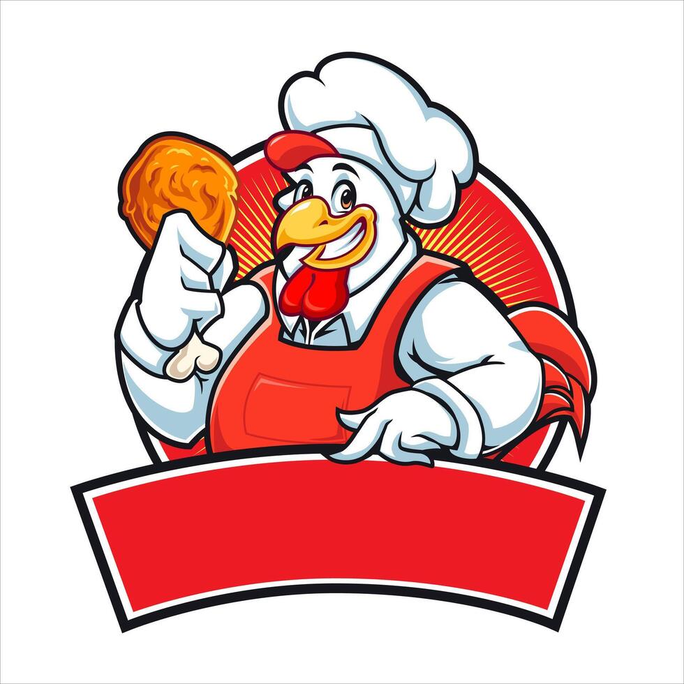 Cartoon chicken chef with drumstick vector