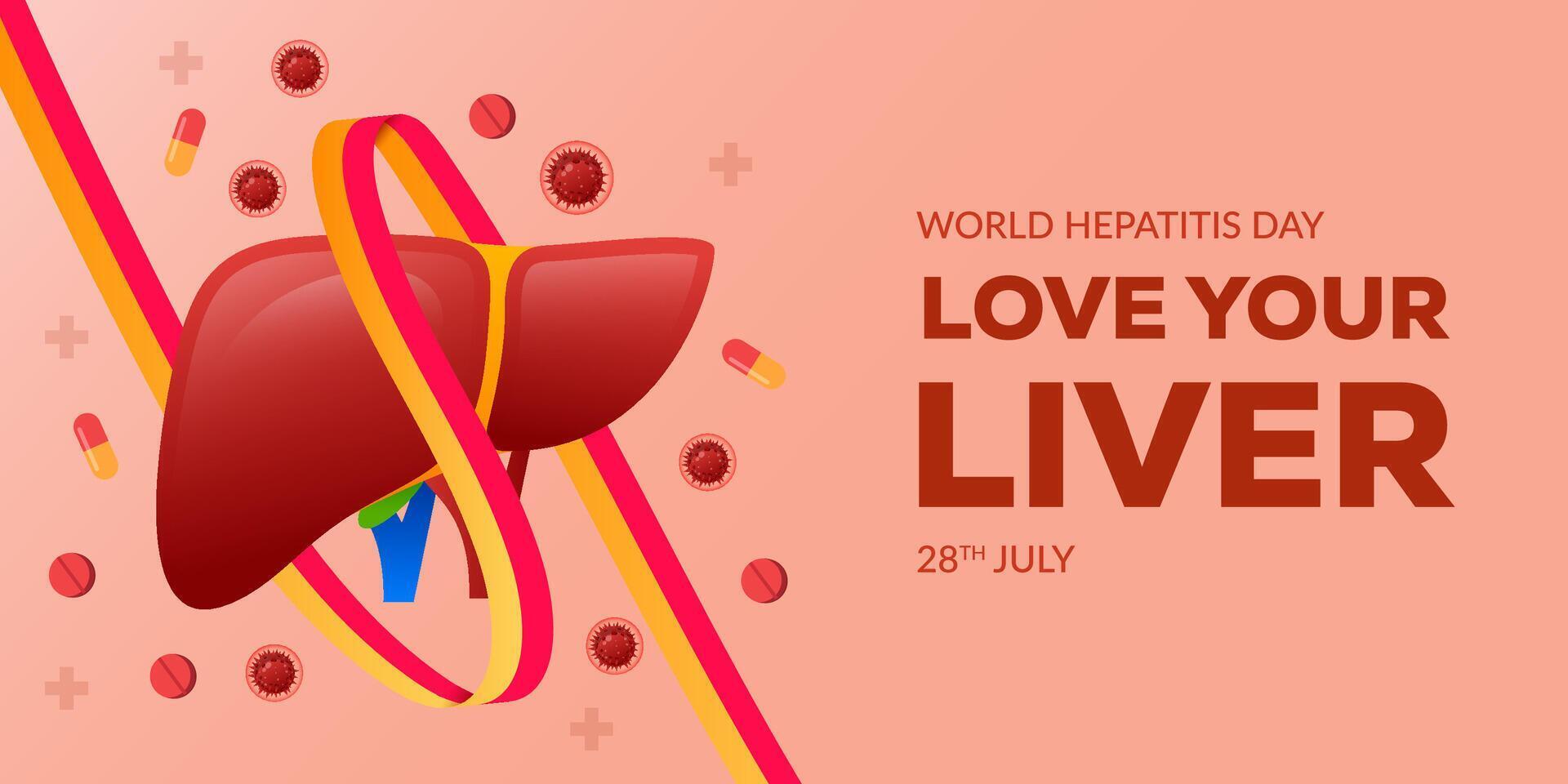 world hepatitis day banner illustration in gradient style vector