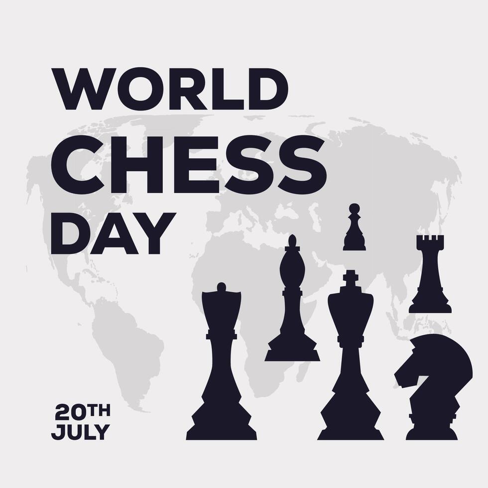 world chess day illustration in a simple flat design style vector