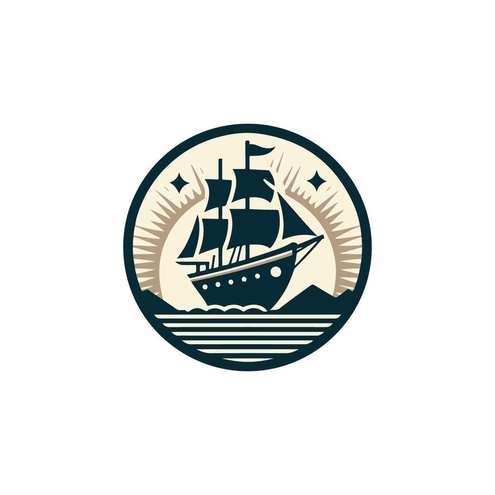 a vintage sailing ship logo vector