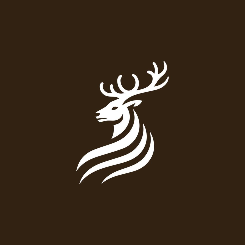 a deer head logo on a brown background vector
