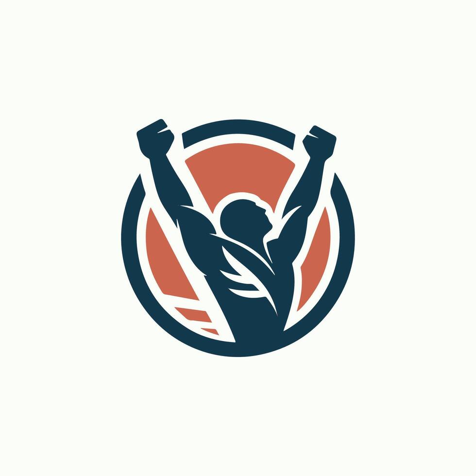a man raising his arms in the air in a circle vector