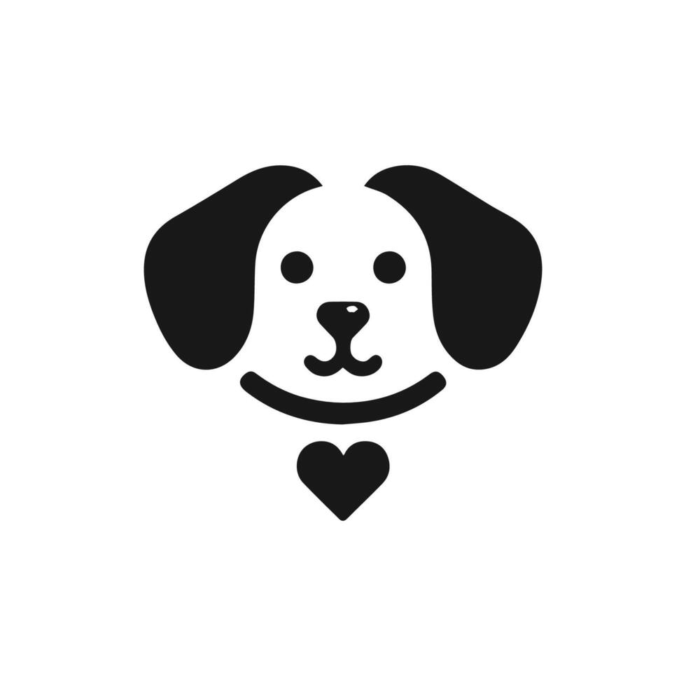 a black and white dog with a heart on its head vector