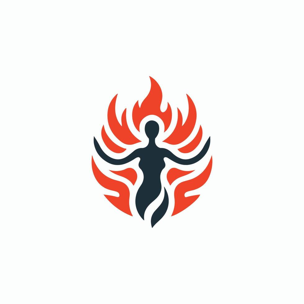a woman with flames on her body logo vector