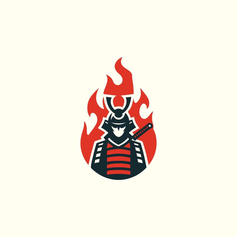a samurai with a fire in his hand vector