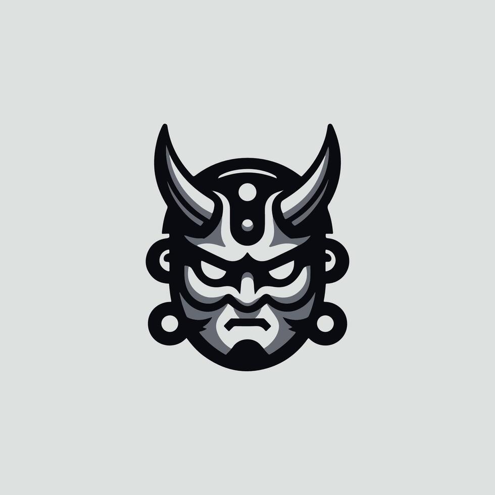 a black and white logo for a japanese demon vector