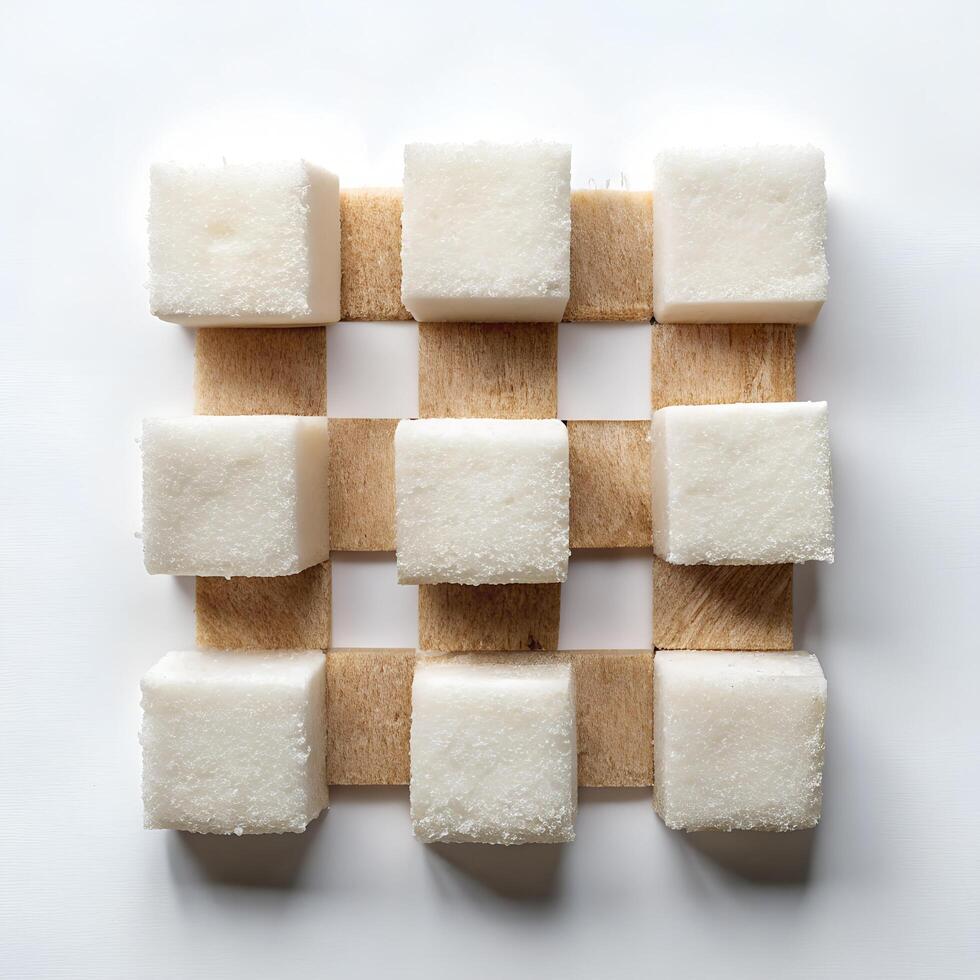 Coconut Chunks Minimalist Geometric Food Photo