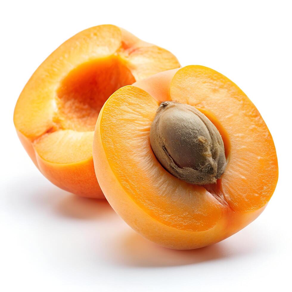 Apricot Halves Isolated on White Photo