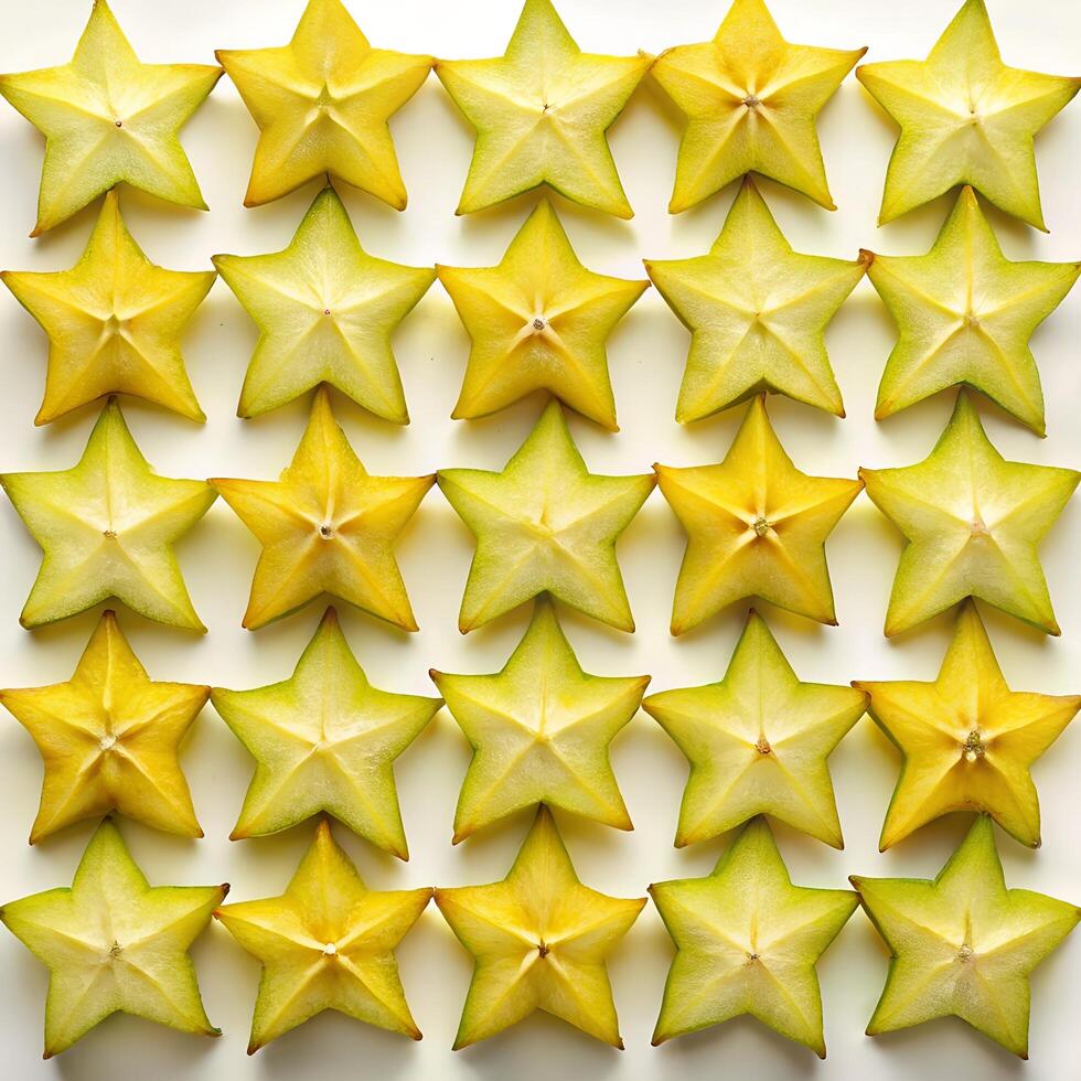 Starfruit Slices Minimalist Geometric Food Photo