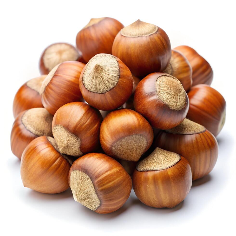 Hazelnuts Isolated on White Photo